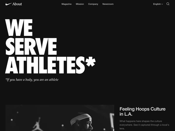 Bold & Typographic website example — Nike About