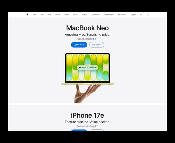 Clean & Minimal website example — Apple.com