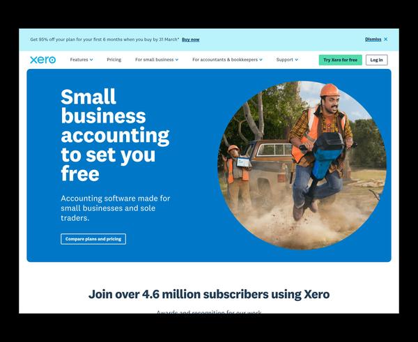 Corporate & Trust website example — Xero.com